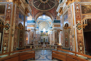 Italy, SE Italy,  province of Bari, region of Apulia, Monopoli. Roman Catholic Cathedral, the Basilica of the Madonna della Madia or Santa Maria della Madia.  Interior.