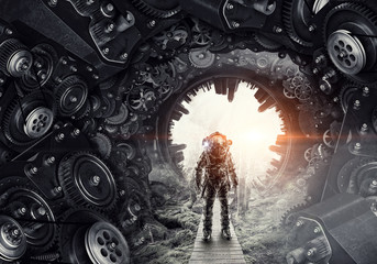 Wall Mural - astronaut in fantasy world. mixed media