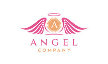 Morning Sun Rays And Angel Wings With Halo Logo Design Inspiration