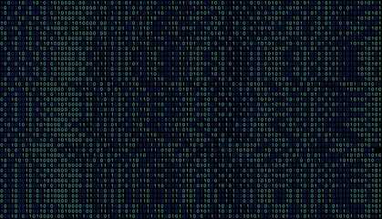 Poster - 01 or binary data on the computer screen isolated on black background, 3d illustration