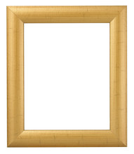 GOLD WOOD PICTURE FRAME ISOLATED ON WHITE BACKGROUND