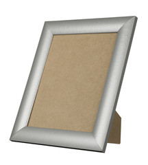 Wall Mural - SILVER WOOD PICTURE FRAME STANDING UP ISOLATED ON WHITE BACKGROUND