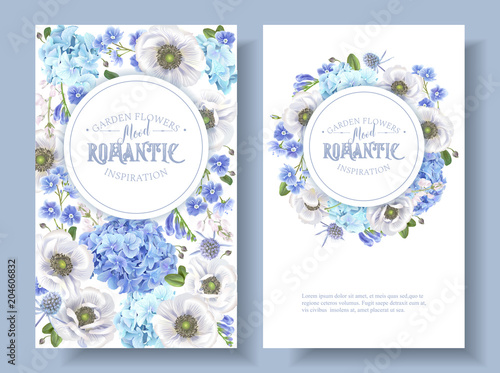 Blue anemone round banners
