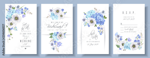 Fotografía Blue anemone wedding set