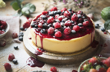 Fresh berry cheescake food photography recipe idea