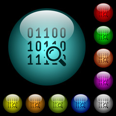 Poster - Code analysis icons in color illuminated glass buttons