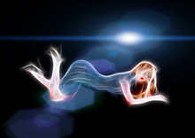 Sexy Blonde Woman In Cat Pose At Night Fractal