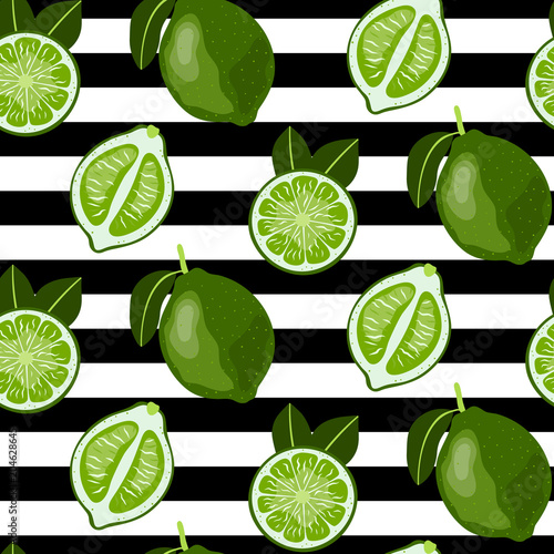 zielone-limonki-na-tle-w-czarno-biale-paski