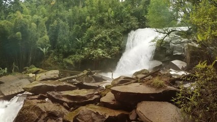 Wall Mural - Exotic Tropical Waterfall in Thailand Wilderness, with Sound