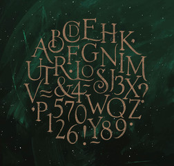 Wall Mural - Vintage alphabet green