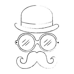 Canvas Print - hat with glasses and mustache hipster style vector illustration design