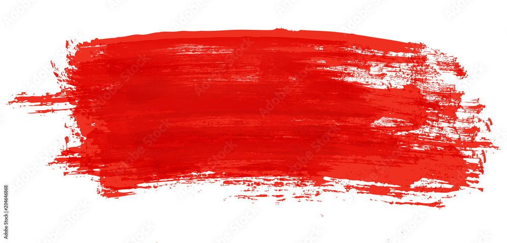 Red stroke of watercolor paint brush isolated on white - obrazy, fototapety, plakaty 