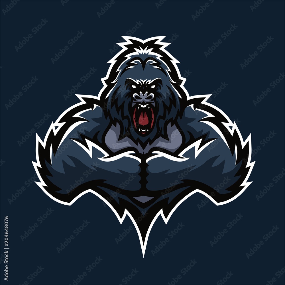 gorilla esport gaming mascot logo template Stock Vector | Adobe Stock