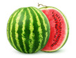 One watermelon cut in halves isolated on white background with clipping path