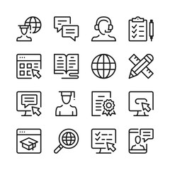 Wall Mural - e-learning line icons set. modern graphic design concepts, simple outline elements collection. vecto