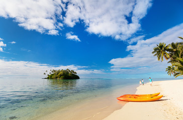 Wall Mural - Beautiful tropical beach at exotic island in Pacific