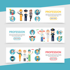  Flat Professions Horizontal Banners