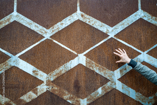 Background Of Rusted Vintage Metal With A Diamond Pattern And