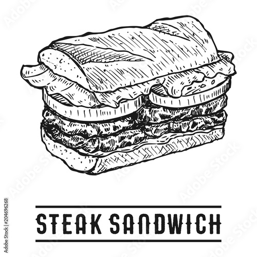 Hand Drawn Steak Sandwich Vector Illustration Buy This Stock Vector And Explore Similar Vectors At Adobe Stock Adobe Stock