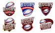 set Rugby logo badge design emblem