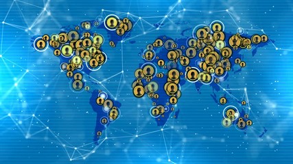 Wall Mural - global social network