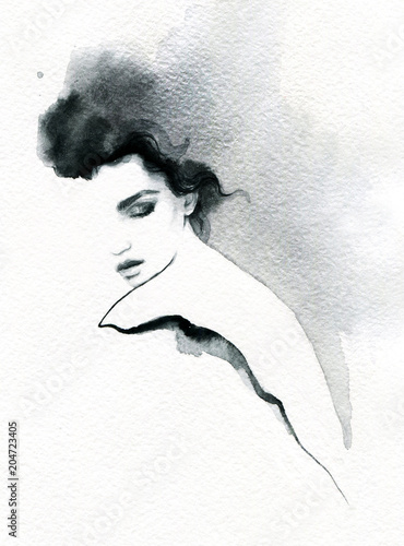 sliczna-kobieta-ilustracja-mody-melancholia-akwarela-ilustracja