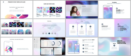 Wall Mural - minimal presentations, portfolio templates with geometric patterns, gradients, fluid shapes on white