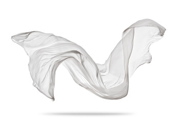 Wall Mural - Piece of flying white cloth on white background