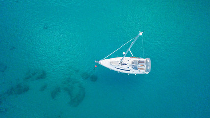 Wall Mural - Aerial view of sailling boat