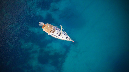 Wall Mural - Aerial view of sailling boat