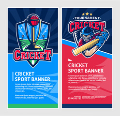 Wall Mural - Cricket sport vertical banners - vector design template