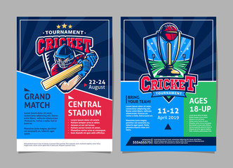 Wall Mural - Cricket tournament sport poster, flyer vector design template