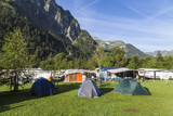Fototapeta  - Camping in the  Alpine mountains . Summer in Switzerland.