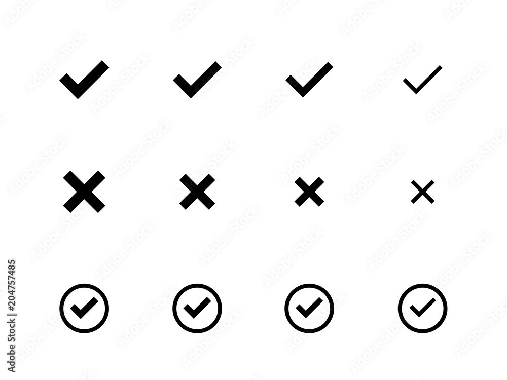 Check Measure Different sizes of Check Mark icons Stock Vector | Adobe Stock