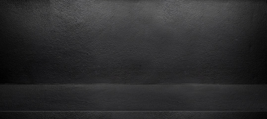 Aufkleber - Black interior cement wall room background,mock up template for display of design,banner size for adding text for advertising