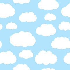 Clouds over the blue sky seamless vector pattern