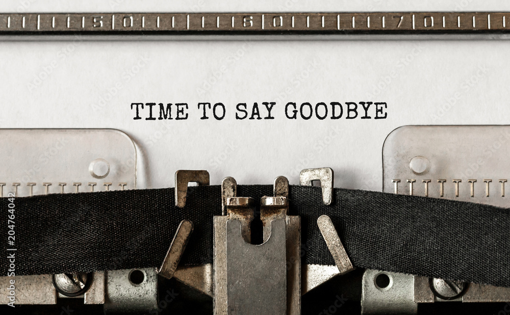 Text Time to Say Goodbye typed on retro typewriter - obrazy, fototapety, plakaty 
