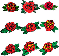 Wall Mural - Set of tattoo style roses. Design element for poster, card, banner, t shirt.