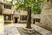 Courtyard Of A Medieval Skipton Castle, Yorkshire, Great Britain.