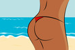 © krissikunterbunt - schöner frauenpopo im roten string tanga am strand