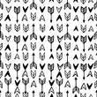 © galunga.art - Monochrome arrow signs seamless pattern. Hand drawn doodle arrow symbols on white background. Cute bohemian pattern for your design.