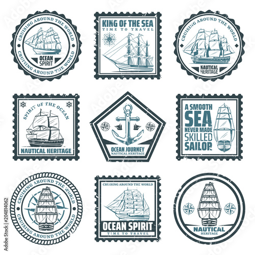 Vintage Ships And Vessels Stamps Set