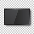 © Lysenko.A - Realistic tv screen vector icon in flat style. Monitor plasma illustration on isolated transparent background. Tv display business concept.