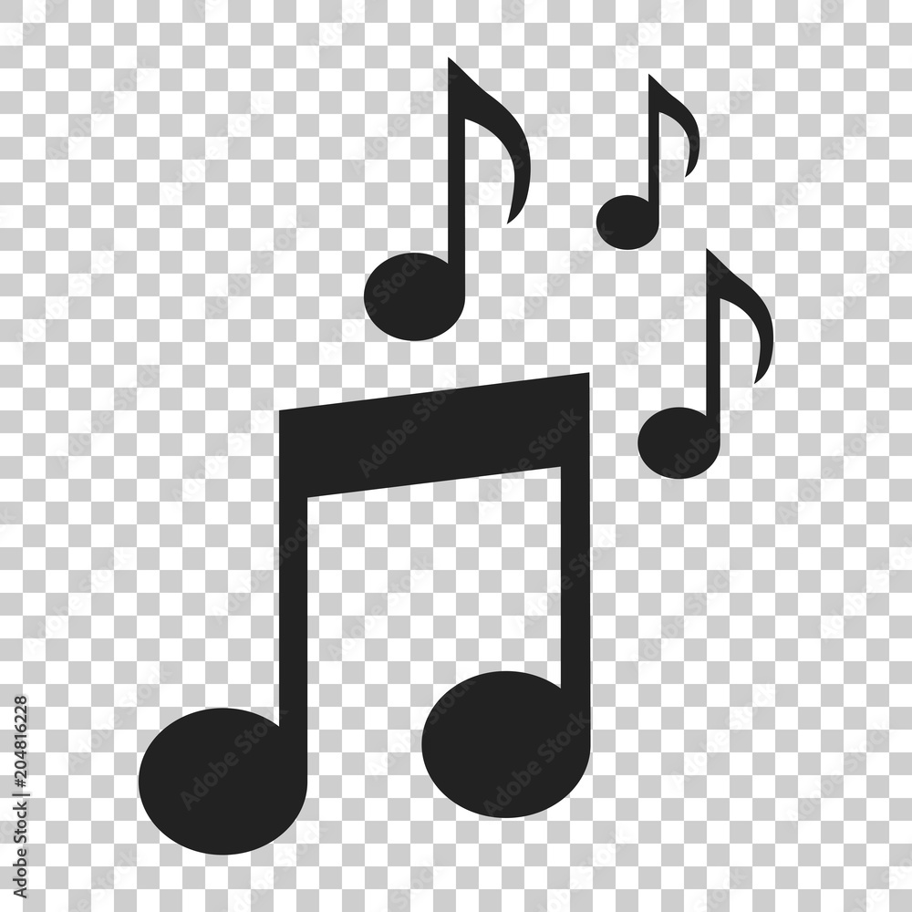 Music note icon in flat style. Sound media illustration on isolated ...