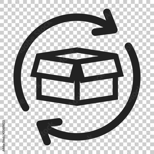 Fotomural Box package return icon in flat style