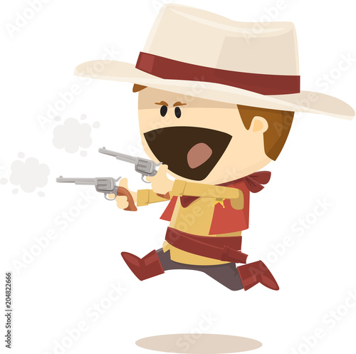 Fotografía shérif poursuivant un bandit cow-boy