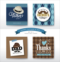 Wall Mural - Set of Happy Fathers Day greeting card design