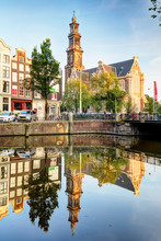 Amsterdam - The Westerkerk Church, Netherlands At Summer Day
