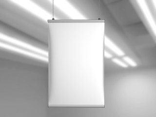Wall Mural - Aluminum snap grip Ceiling Banner poster hanger,Hanging Poster Rails Poster Hanger. 3d render illustration.