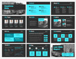 © olegphotor - Template of white vector slides for presentations and reports with blue elements. Universal design for business and advertising, banner and brochure . Set